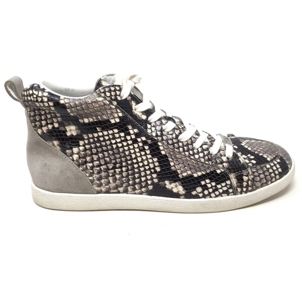 PAIGE Annie Women's Size 8.5 Snake Black/Gray Embossed Mid Top Leather Sneakers - Picture 5 of 7